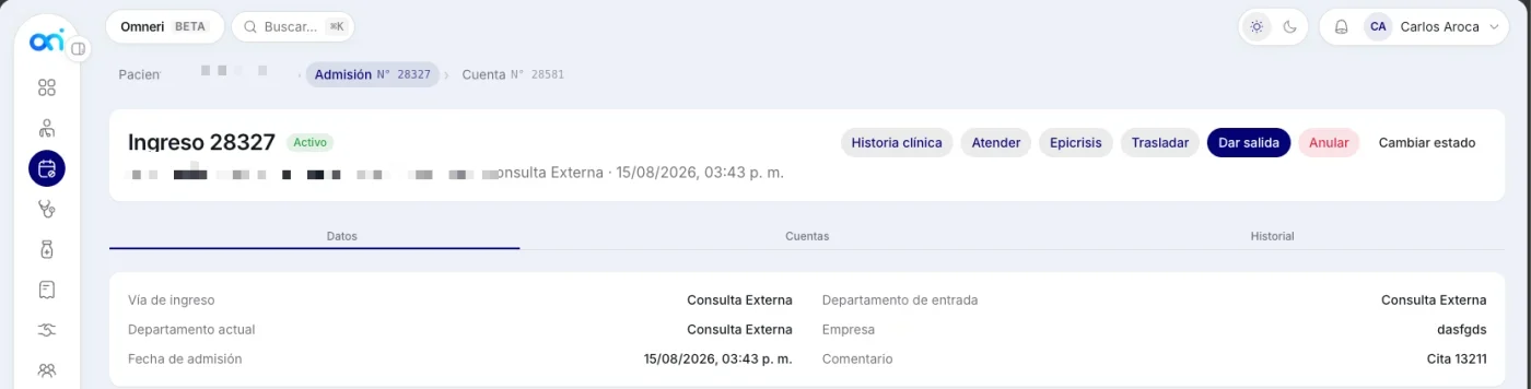 Omneri: Admisiones